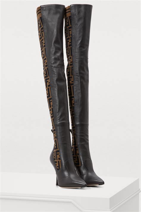 fendi thigh high logo boots|fendi patent knee high boots.